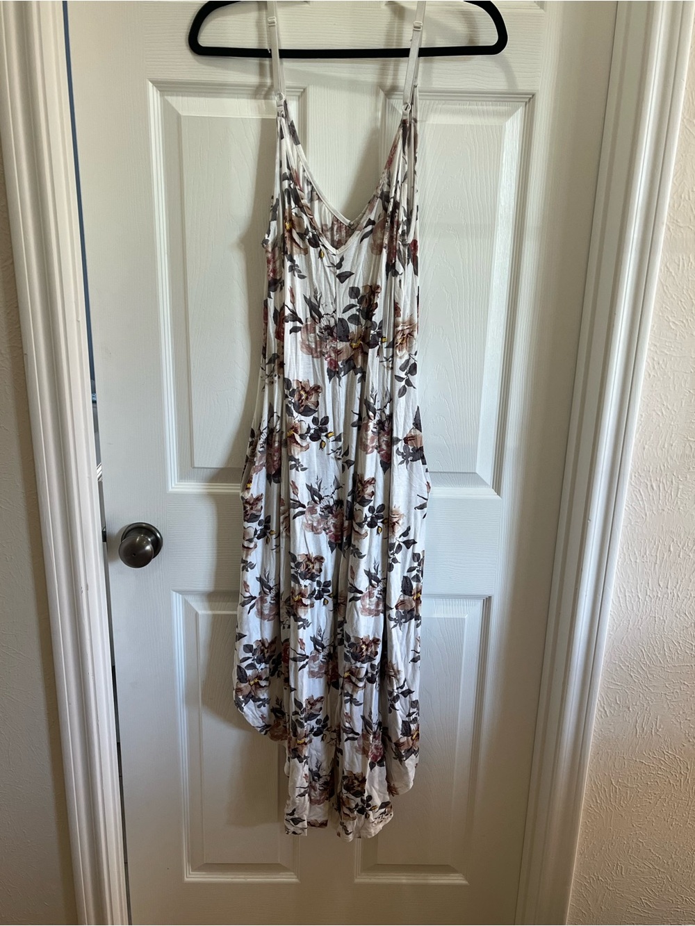 Floral White Jumpsuit with Spaghetti Straps